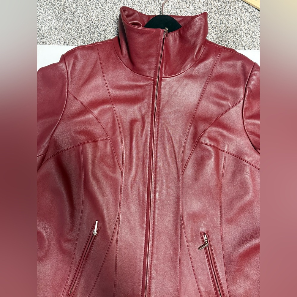 Lane Bryant Women's full zip Red Leather Jacket size 22/24 - Picture 7 of 16